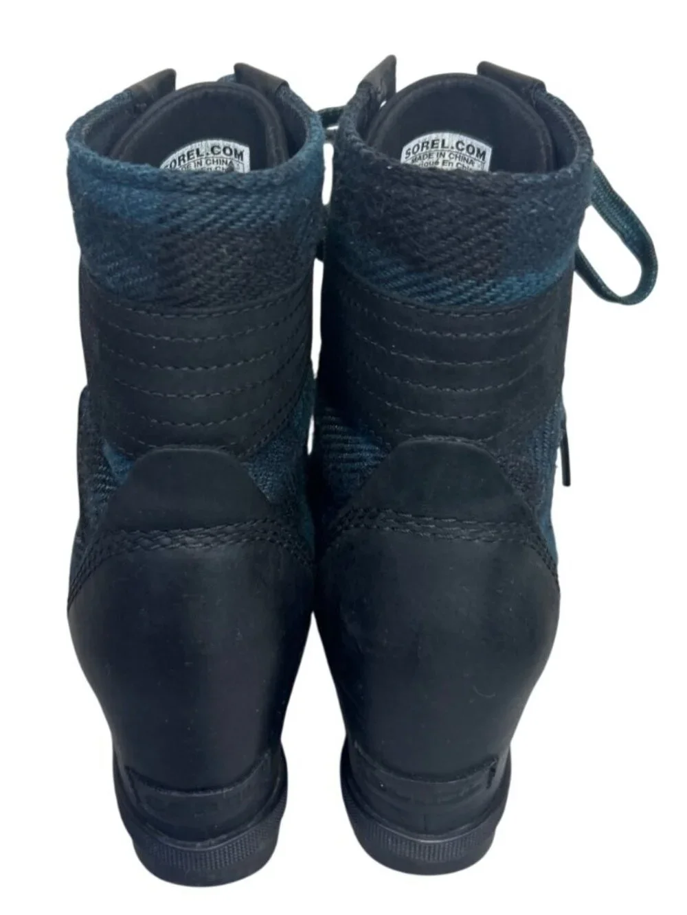 Sorel Lexie Wedge Boots Women's 7 Green Plaid Lace Up Winter Boot Waterproof